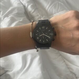 GUESS Black Ceramic-Look Chronograph Watch